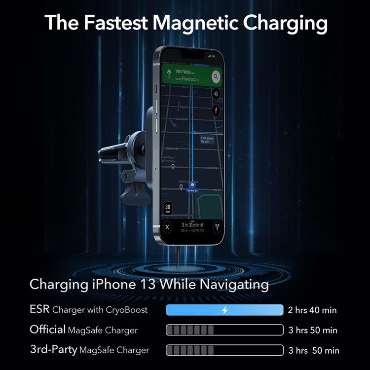 ESR - ESR Halolock Magsafe Magnetic Vent Mobilhållare - Svart