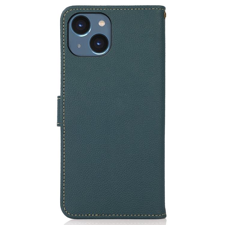 KHAZNEH - KHAZNEH iPhone 14 Plånboksfodral RFID Äkta Läder - Grön