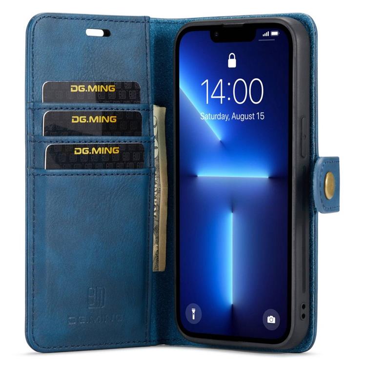 DG.MING - DG.MING iPhone 14 Pro Plånboksfodral Split Detachable Flip - Blå