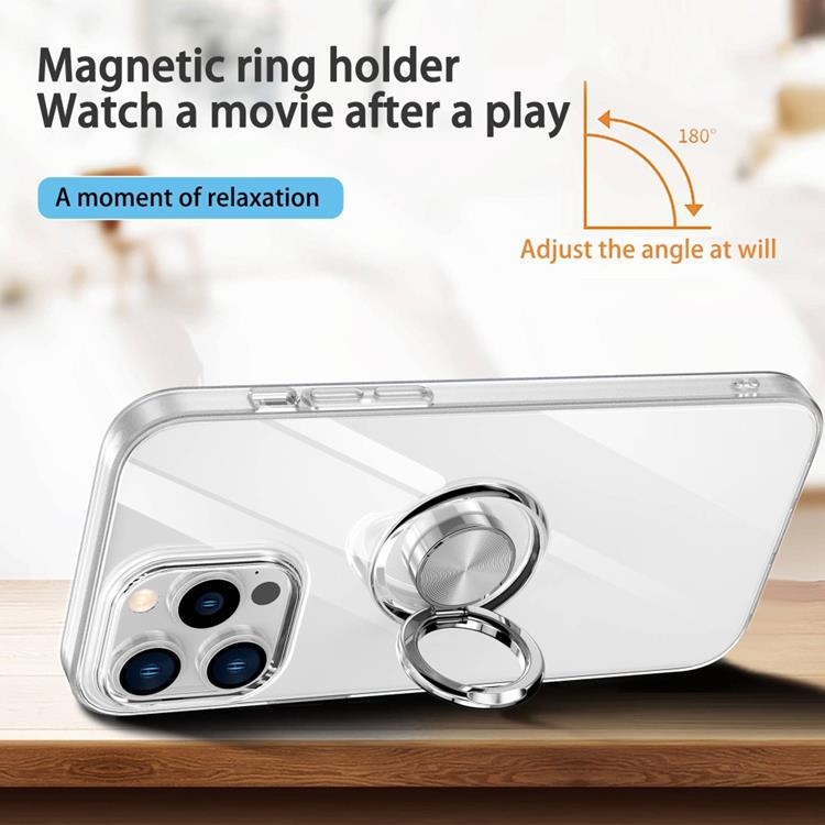 A-One Brand - iPhone 14 Plus Skal TPU Ring Kickstand - Transparent
