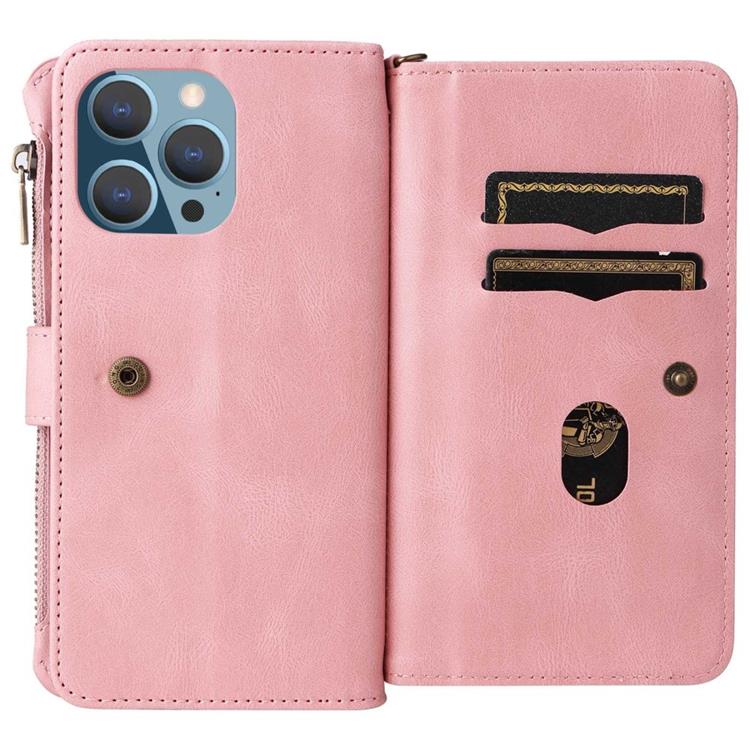 A-One Brand - iPhone 14 Pro Plånboksfodral KT Zipper - Rosa