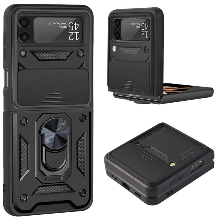 A-One Brand - Galaxy Z Flip 4 Skal Ringhållare Kickstand - Svart