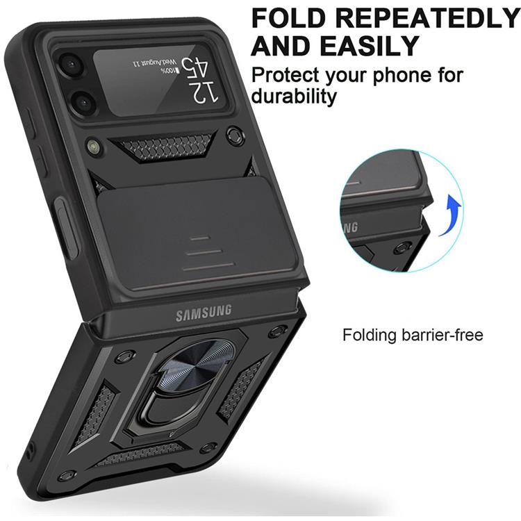 A-One Brand - Galaxy Z Flip 4 Skal Ringhållare Kickstand - Svart