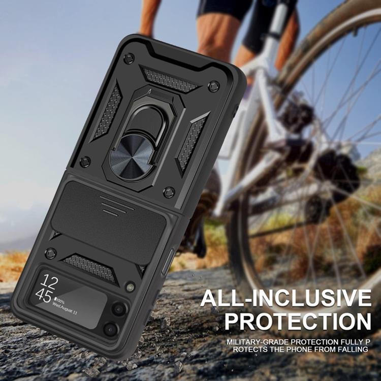 A-One Brand - Galaxy Z Flip 4 Skal Ringhållare Kickstand - Svart