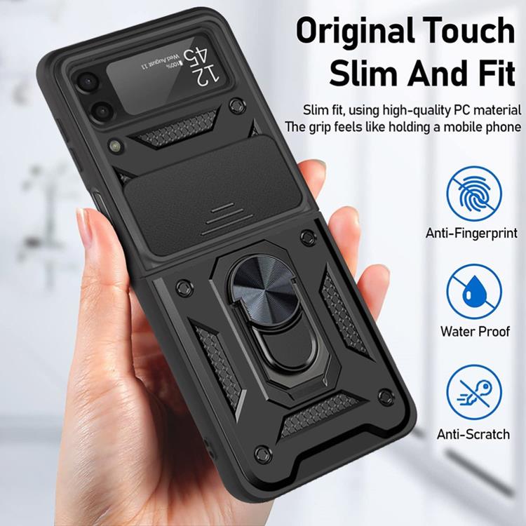 A-One Brand - Galaxy Z Flip 4 Skal Ringhållare Kickstand - Svart
