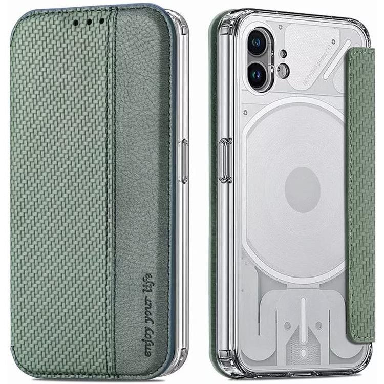 A-One Brand - Nothing Phone 1 Plånboksfodral Silikon Flip - Grön