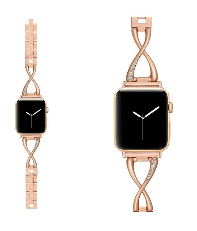 A-One Brand - Armband kompatibelt med Apple Watch 2/3/4/5/6/7/SE (38/40/41mm) - Rosa Guld