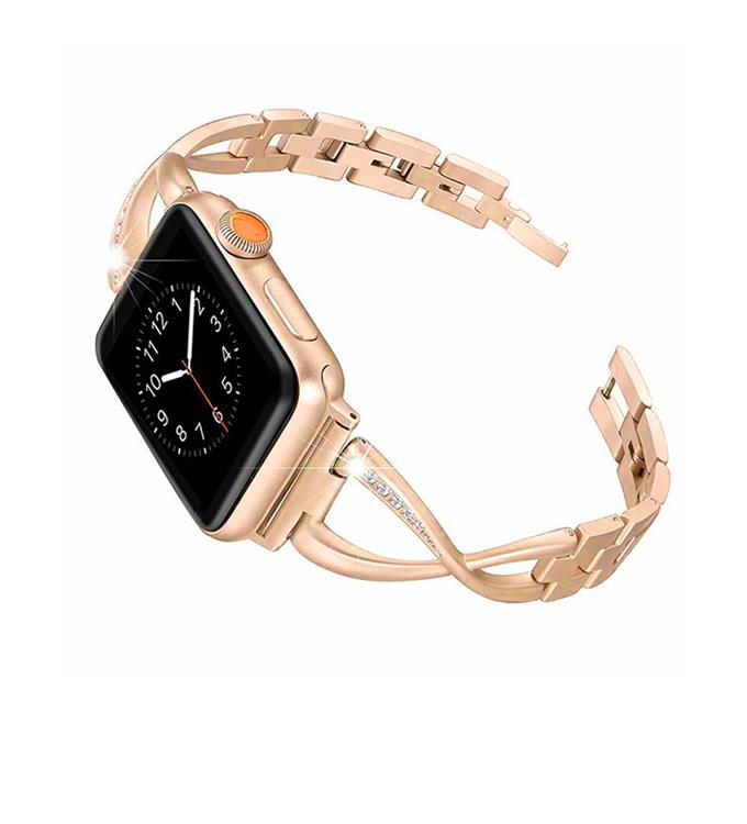 A-One Brand - Armband kompatibelt med Apple Watch 2/3/4/5/6/7/SE (38/40/41mm) - Rosa Guld