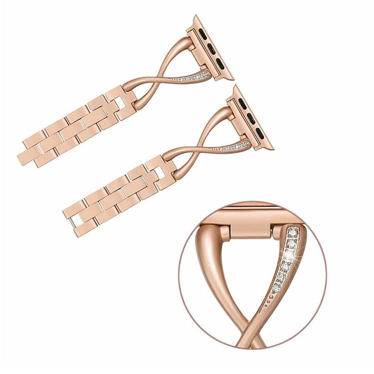 A-One Brand - Armband kompatibelt med Apple Watch 2/3/4/5/6/7/SE (38/40/41mm) - Rosa Guld