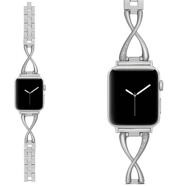 A-One Brand - Armband kompatibelt med Apple Watch 2/3/4/5/6/7/SE (38/40/41mm) - Silver