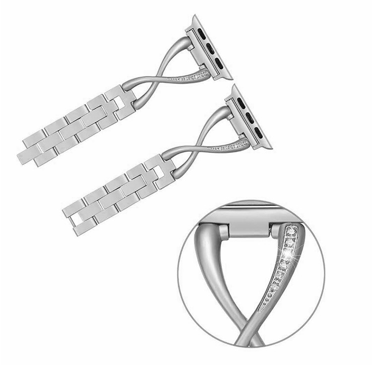 A-One Brand - Armband kompatibelt med Apple Watch 2/3/4/5/6/7/SE (38/40/41mm) - Silver