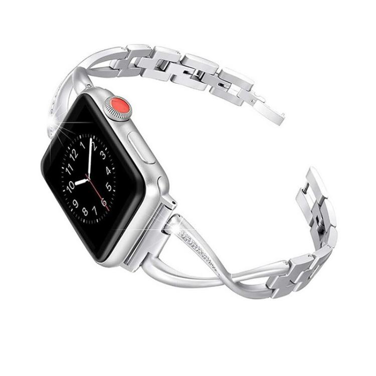 A-One Brand - Armband kompatibelt med Apple Watch 2/3/4/5/6/7/SE (38/40/41mm) - Silver