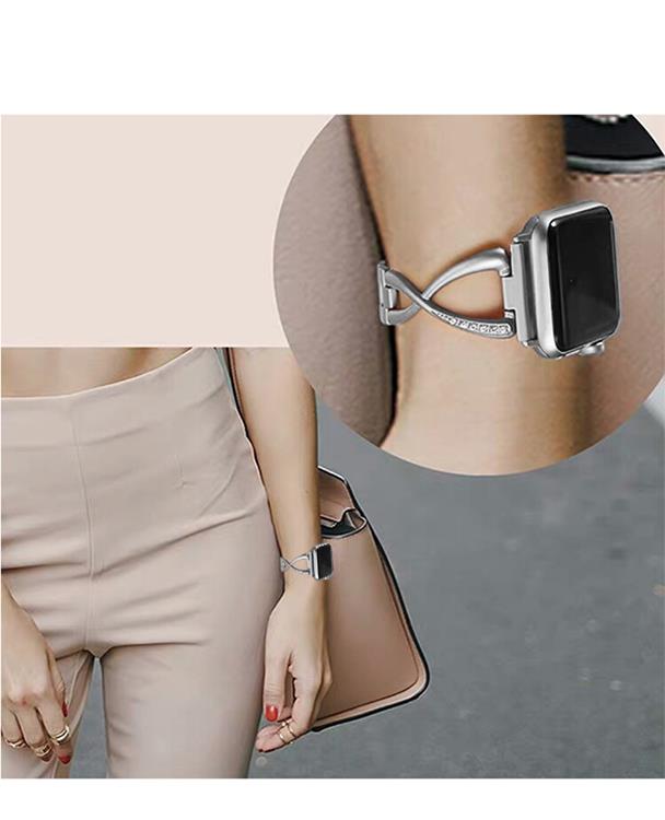 A-One Brand - Armband kompatibelt med Apple Watch 2/3/4/5/6/7/SE (38/40/41mm) - Silver