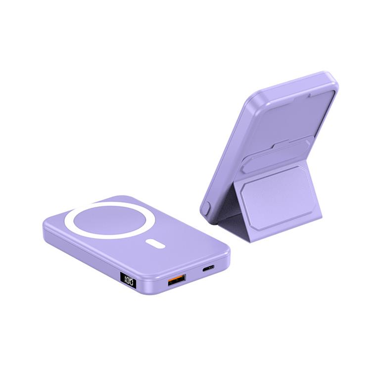 - Magsafe Folding Magnetic Trådlös Powerbank 10000 mAh - Lila