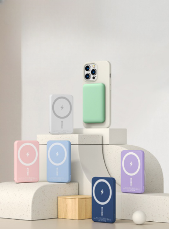 YULE - YULE Magsafe Magnetic Trdls Powerbank 5000 mAh - Lila