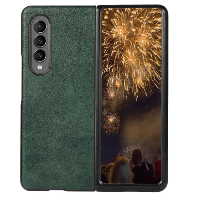 A-One Brand - Galaxy Z Fold 4 Skal Läder Litchi - Grön