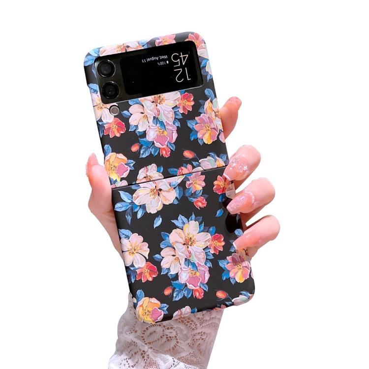 A-One Brand - Galaxy Z Flip 4 Skal Hard PC Floral Pattern - Ink Flower