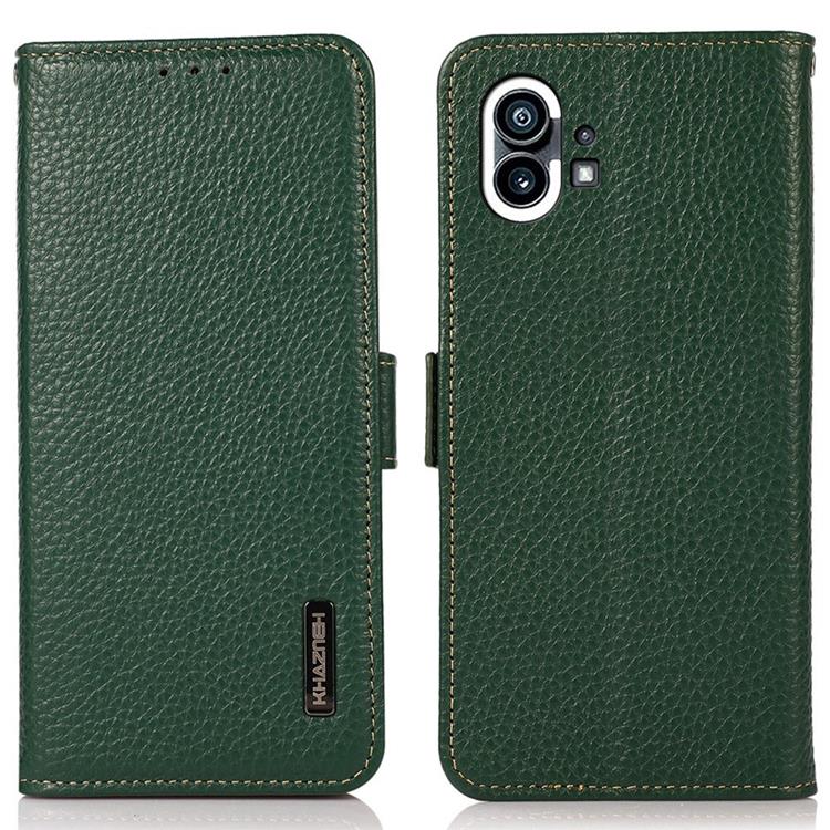 KHAZNEH - KHAZNEH Nothing Phone 1 Plånboksfodral Äkta Läder - Grön