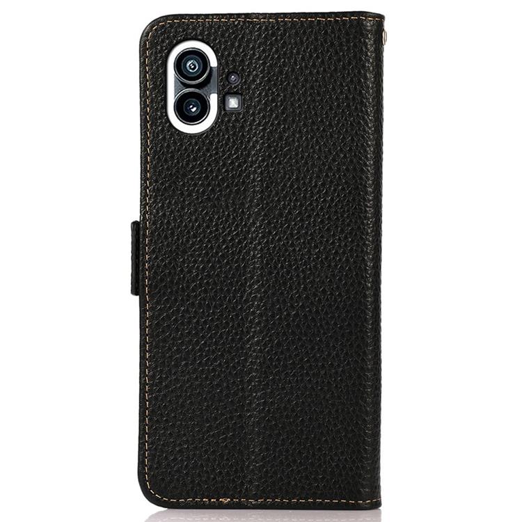 KHAZNEH - KHAZNEH Nothing Phone 1 Plånboksfodral Äkta Läder - Svart