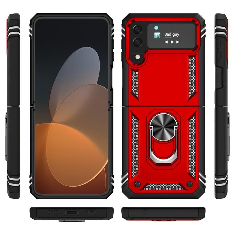 A-One Brand - Galaxy Z Flip 4 Skal Ringhållare Kickstand - Röd
