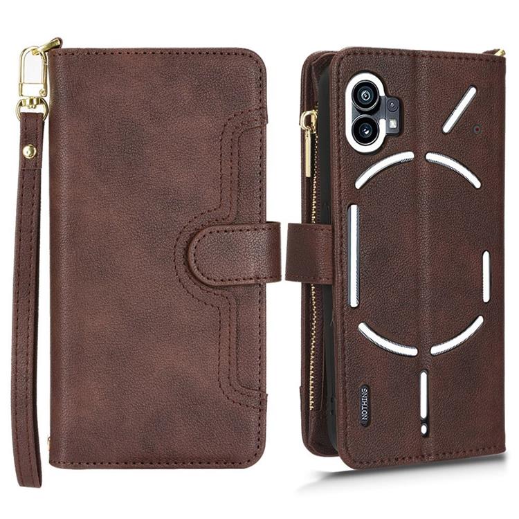 A-One Brand - Nothing Phone 1 Plånboksfodral Zipper - Brun