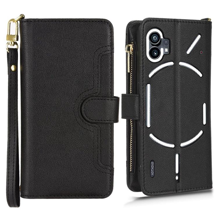 A-One Brand - Nothing Phone 1 Plånboksfodral Zipper - Svart