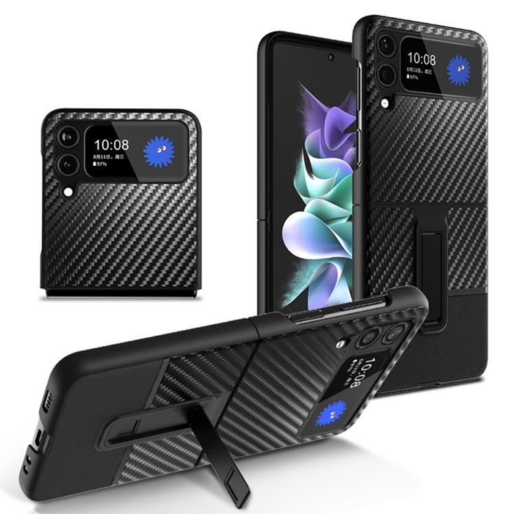 Köp Galaxy Z Flip 4 Skal Carbon Fiber Kickstand Svart TheMobileStore.se