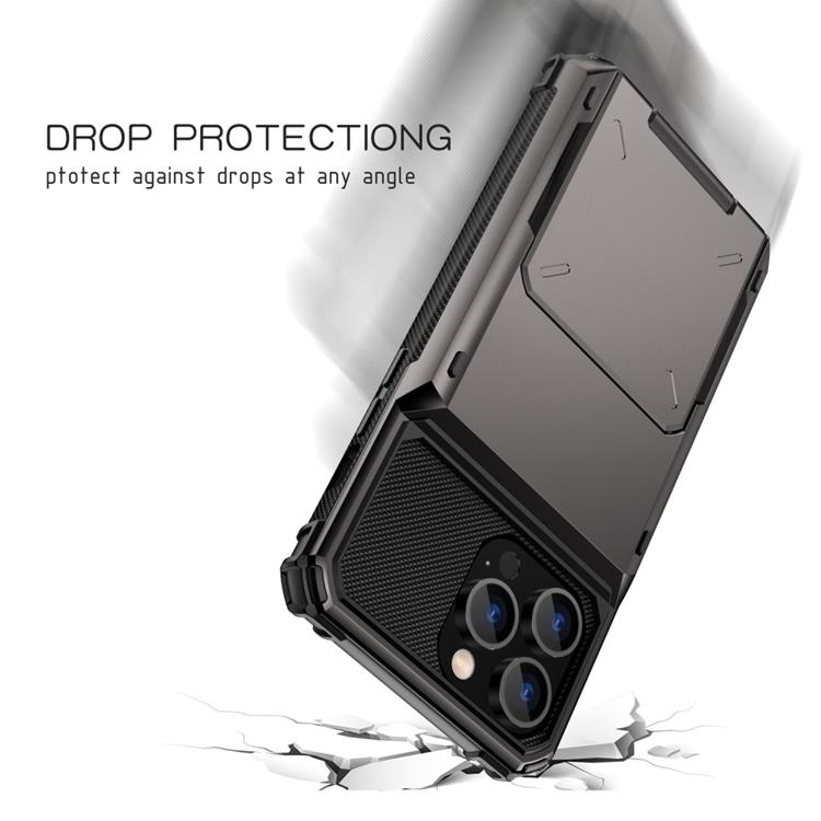 A-One Brand - iPhone 14 Pro Skal Korthållare Flip - Svart