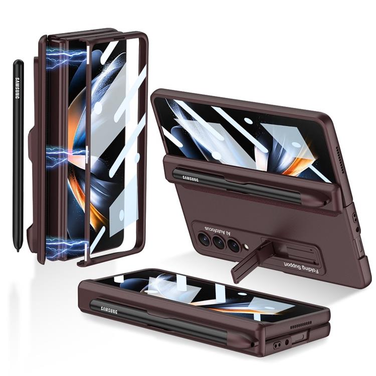 GKK - GKK Galaxy Z Fold 4 Skal Magnetic Kickstand - Vinröd