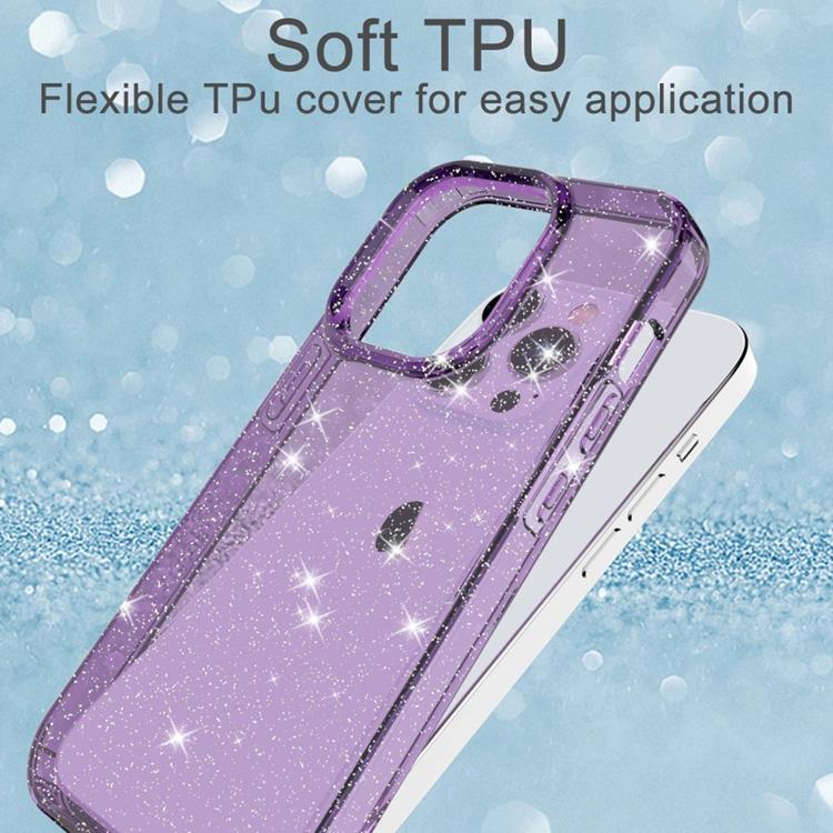 A-One Brand - iPhone 14 Pro Skal Glitter Powder - Transparent Lila