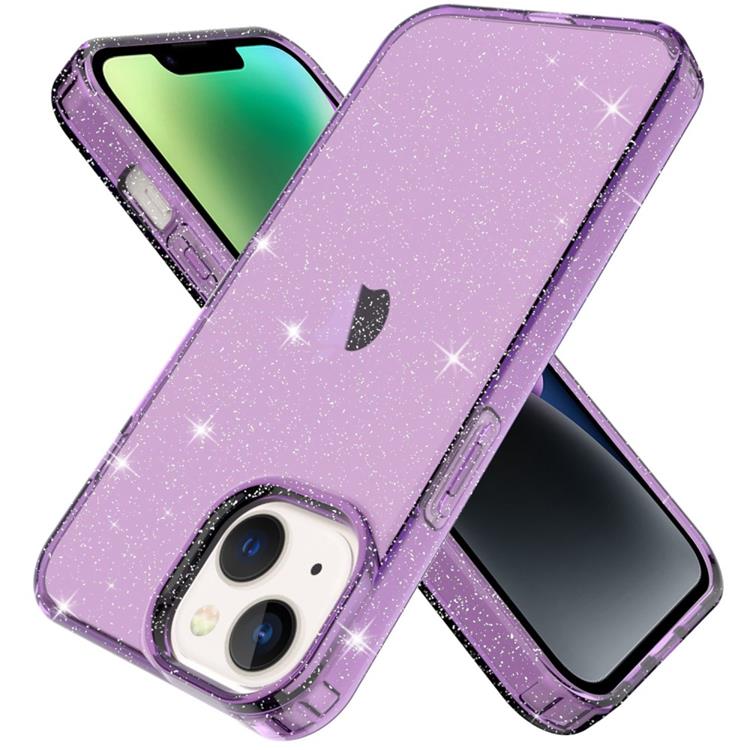 A-One Brand - iPhone 14 Skal Glitter Powder - Transparent Lila