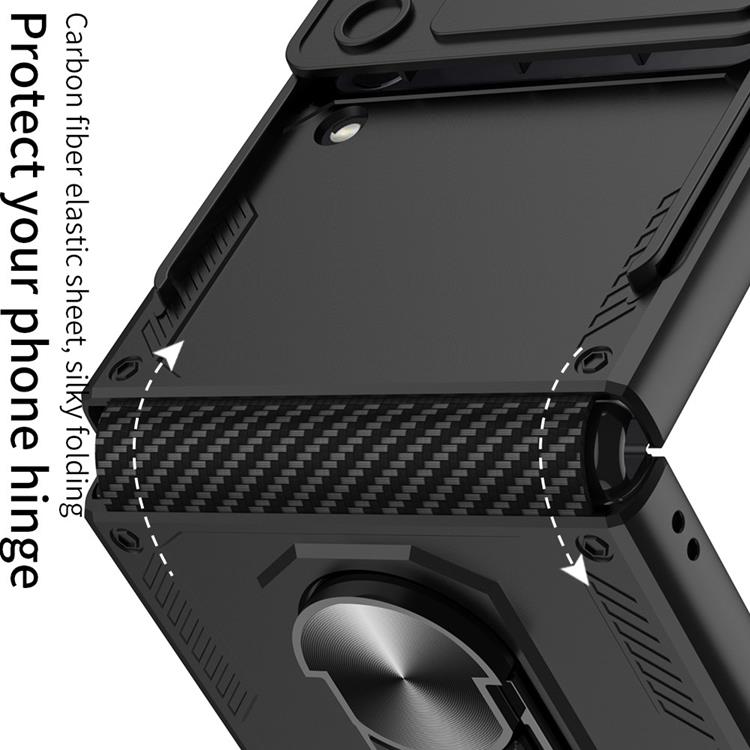 GKK - GKK Galaxy Z Flip 4 Skal Ringhållare Armor Kickstand - Svart