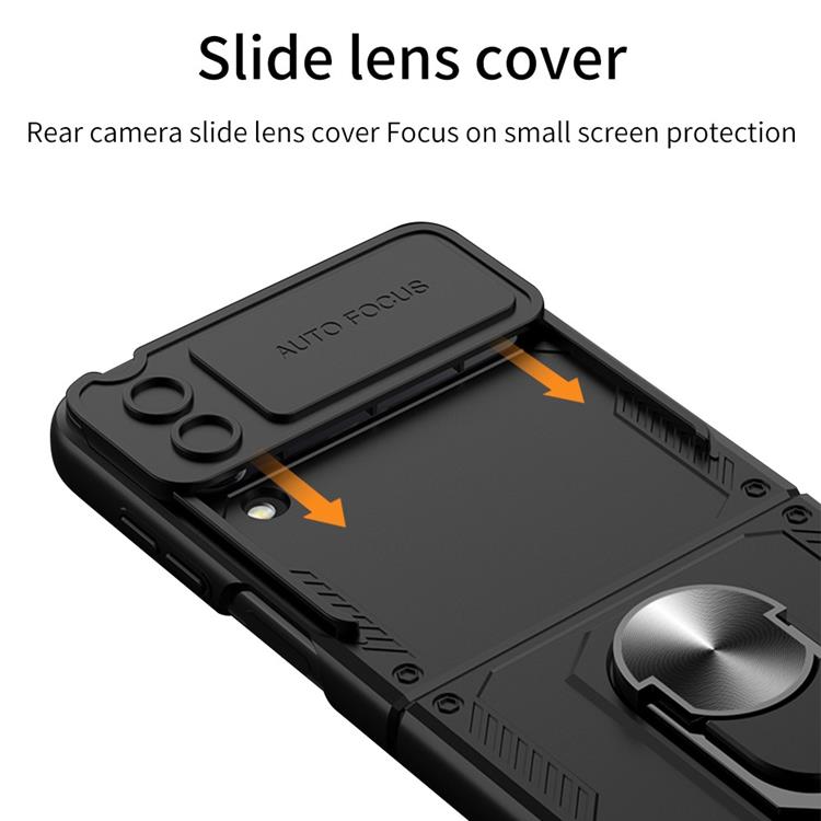 GKK - GKK Galaxy Z Flip 4 Skal Ringhållare Armor Kickstand - Svart