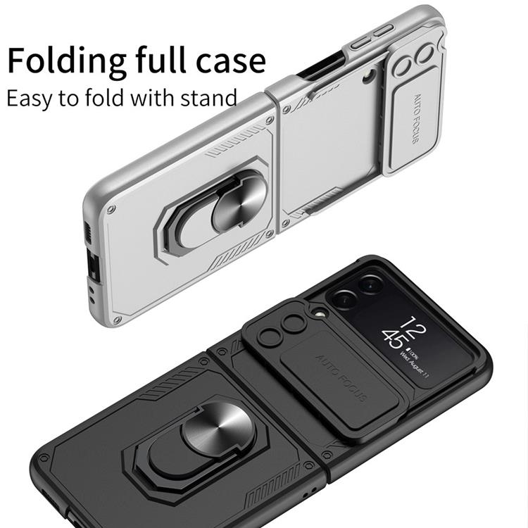 GKK - GKK Galaxy Z Flip 4 Skal Ringhållare Armor Kickstand - Svart