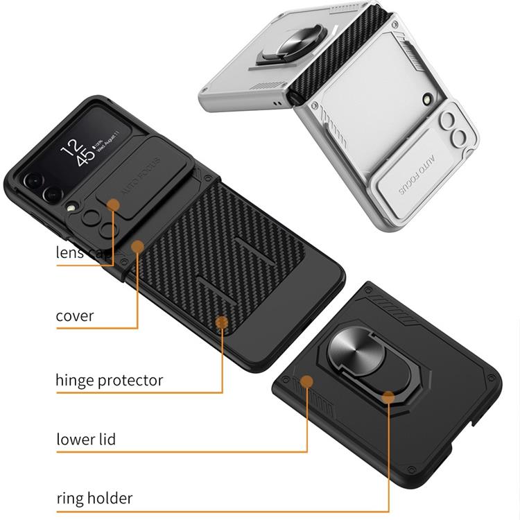 GKK - GKK Galaxy Z Flip 4 Skal Ringhållare Armor Kickstand - Svart