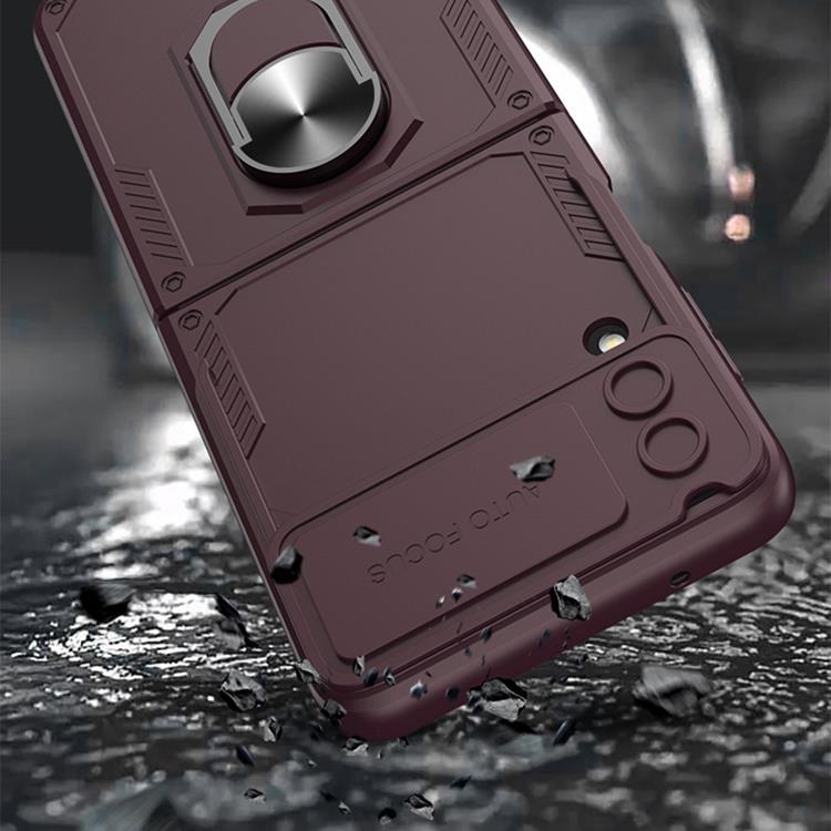 GKK - GKK Galaxy Z Flip 4 Skal Ringhållare Armor Kickstand - Svart