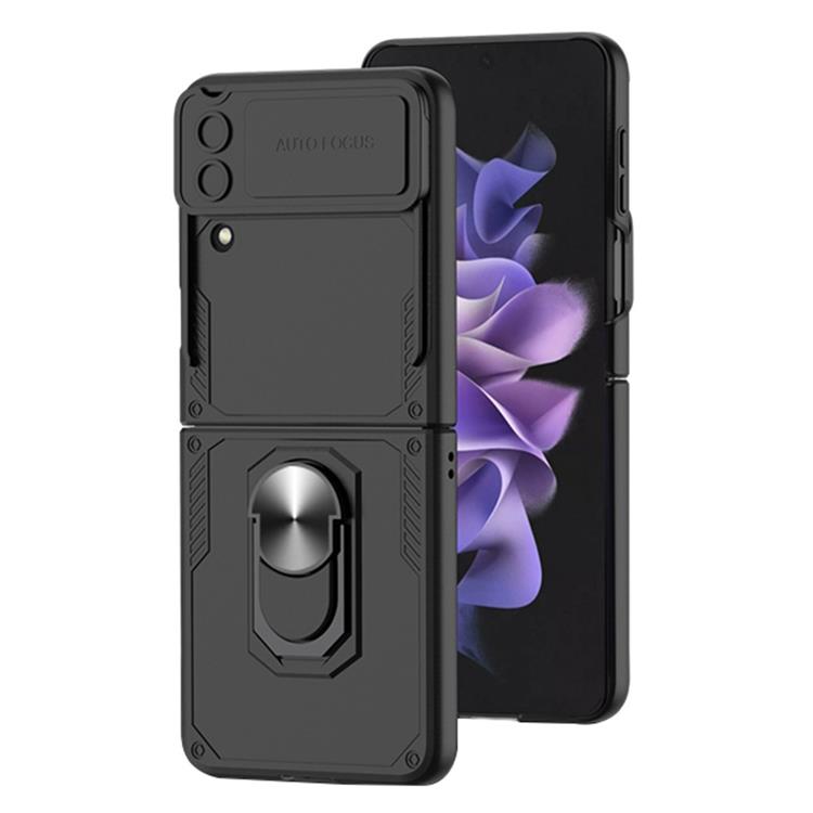 GKK - GKK Galaxy Z Flip 4 Skal Ringhållare Armor Kickstand - Svart