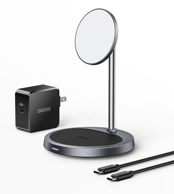 UTGÅTT - Choetech Magsafe 2in1 Magnetic Holder Qi Wireless Charger - Grå