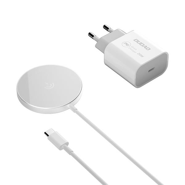 Dudao - Dudao Magsafe Kit Trådlös Qi & 20W AC Laddare - Vit