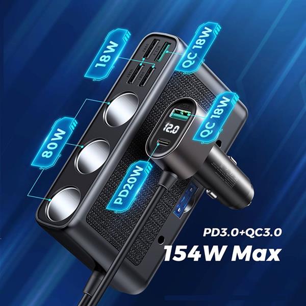 Joyroom - Joyroom Multi-port USB Billaddare PD 154W / QC3.0 - Svart