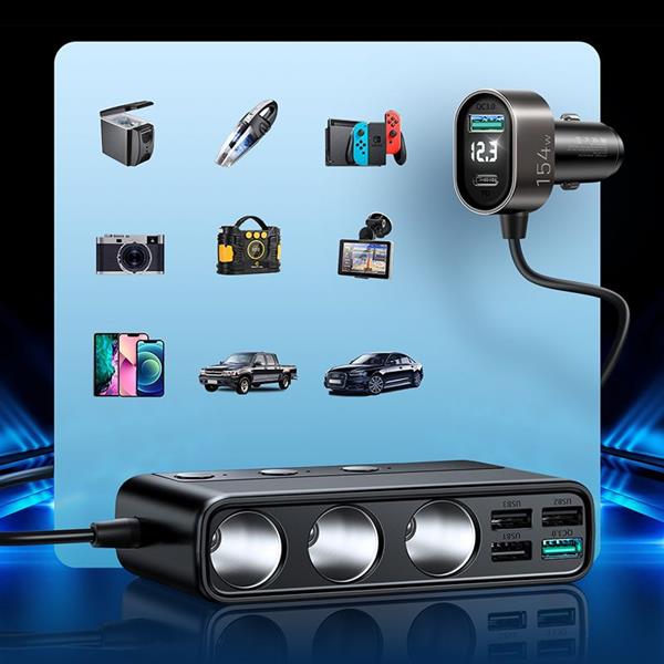 Joyroom - Joyroom Multi-port USB Billaddare PD 154W / QC3.0 - Svart