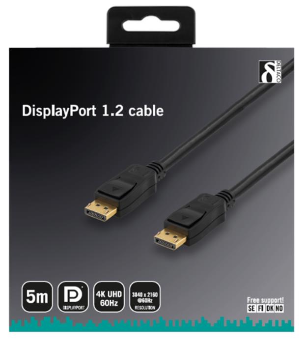 Deltaco - Deltaco DisplayPort Monitor Kabel 5m - Svart