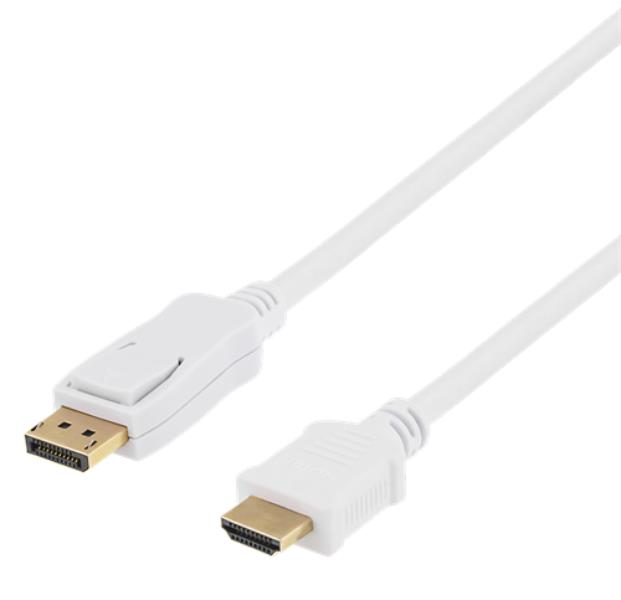 Deltaco - Deltaco Displayport till HDMI MonitorKabel 1m - Vit