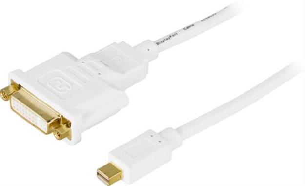 Deltaco Deltaco Mini DisplayPort till DVI-I Dual Link Kabel - Vit 