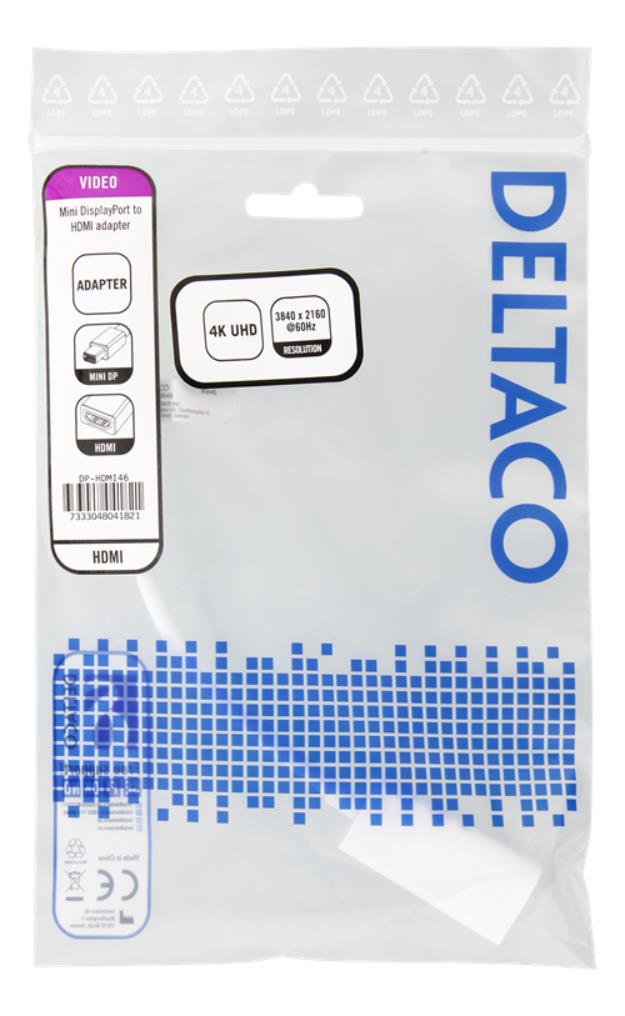 Deltaco - Deltaco Mini DisplayPort till HDMI Adapter - Vit