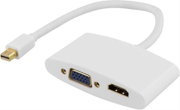Deltaco Deltaco mini DisplayPort till HDMI och VGA-Adapter - Vit 
