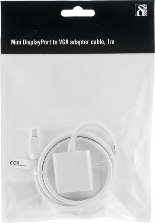 Deltaco Deltaco Mini DisplayPort till VGA kabel 1m - Vit 