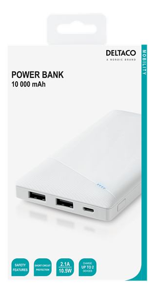 Deltaco - DELTACO Powerbank 10000 mAh - Vit