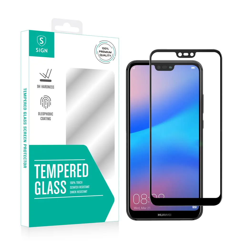 SiGN - SiGN Huawei P20 Lite Skärmskydd i Härdat Glas 3D - Svart