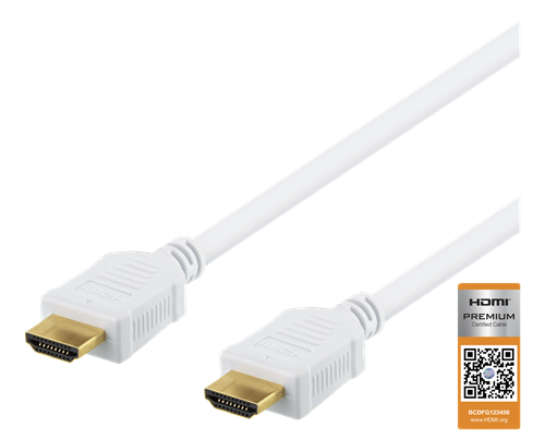 Deltaco - DELTACO High-Speed Premium HDMI-kabel, 1m - Vit